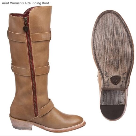 Ariat Alta Tan 3 Buckle Leather Riding Boots NWT Size 6.5 - Picture 6 of 12